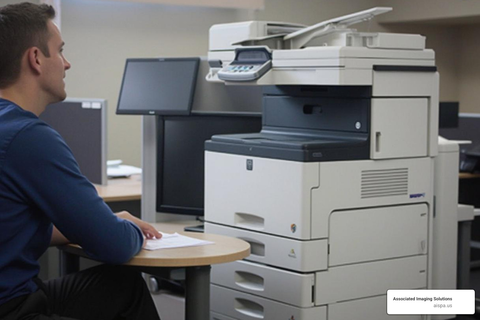 person analyzing office printing needs - energy-efficient office printers