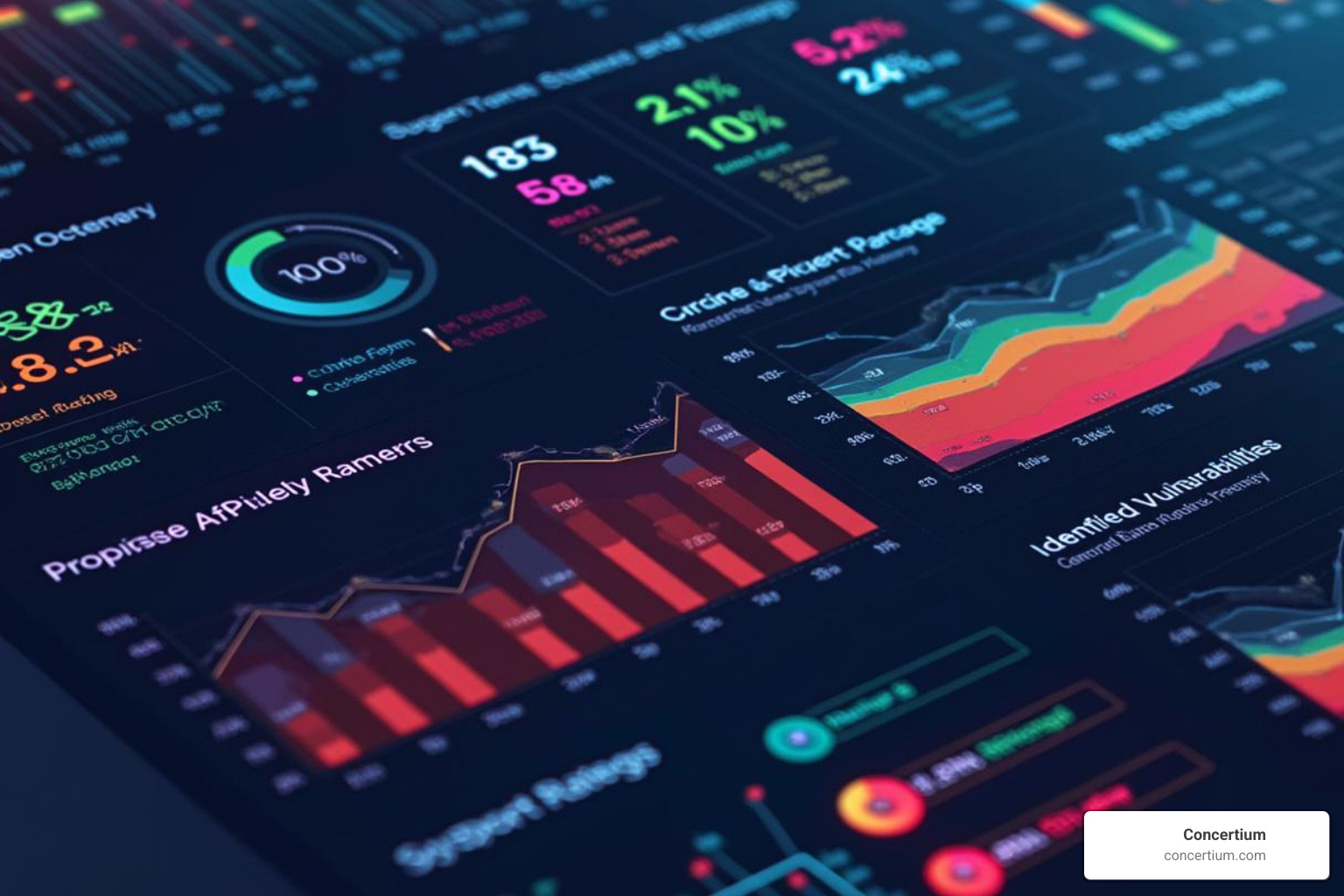 A dashboard showing various metrics and charts related to a network scan, with a focus on risk ratings and identified vulnerabilities. - internal network vulnerability scanner