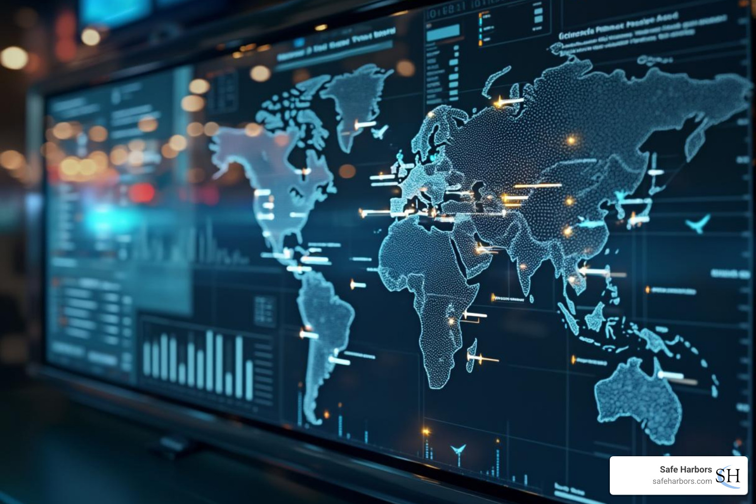 a futuristic interface showing AI-powered travel suggestions - corporate global travel technology
