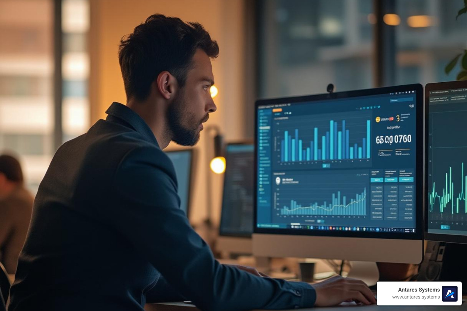 digital marketer analyzing a PPC dashboard on a computer screen - ppc company for movers