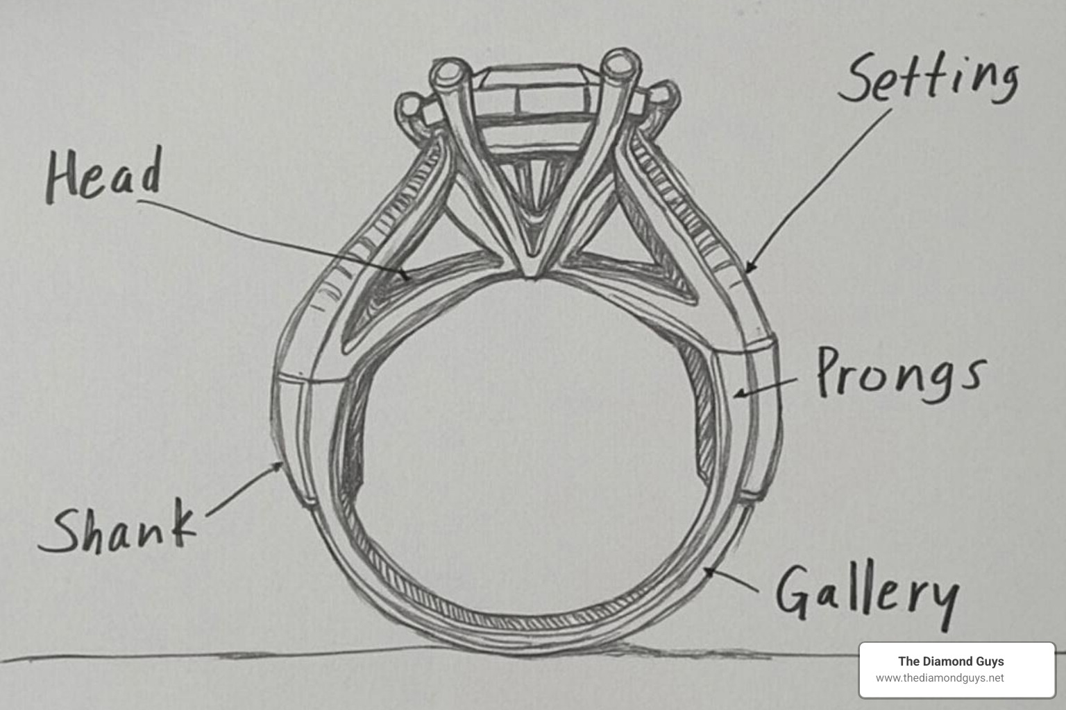 diagram labeling the parts of a ring setting (head, prongs, shank, gallery) - custom design ring setting diagram labeling the parts of a ring setting (head, prongs, shank, gallery) - custom design ring setting