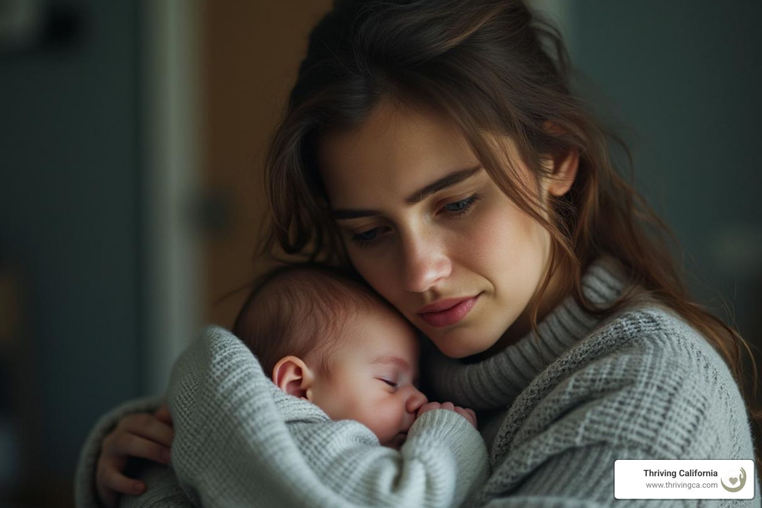 of a mother looking tired but holding her baby close. - support for struggling mothers