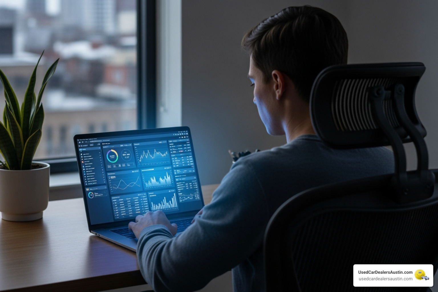 person reviewing their credit report on a laptop - Dealership financing options