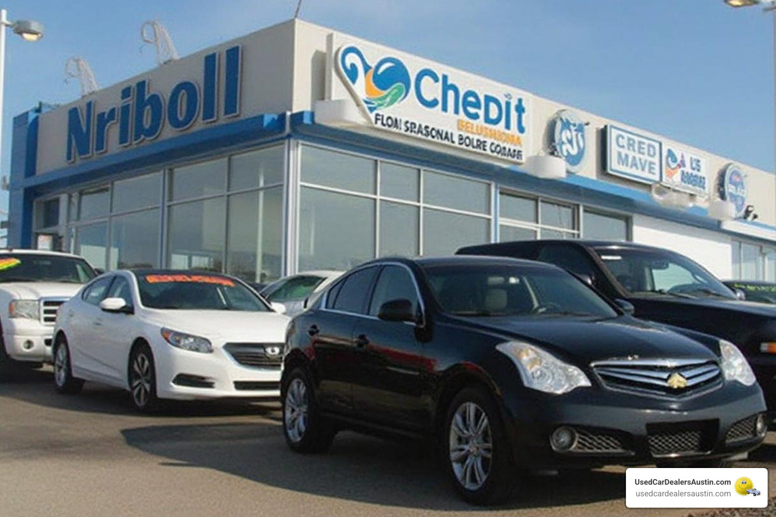 a customer inspecting a used car on a dealership lot - no credit financing car dealerships