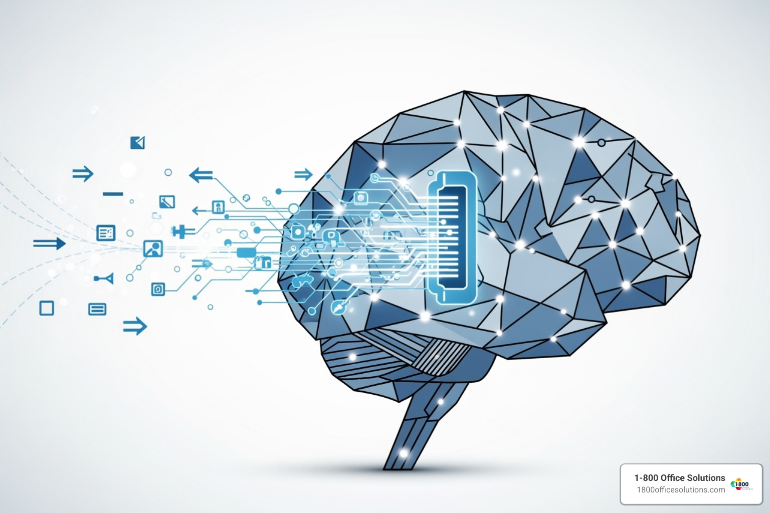 data flowing into a computer brain icon - Artificial Intelligence data flowing into a computer brain icon - Artificial Intelligence