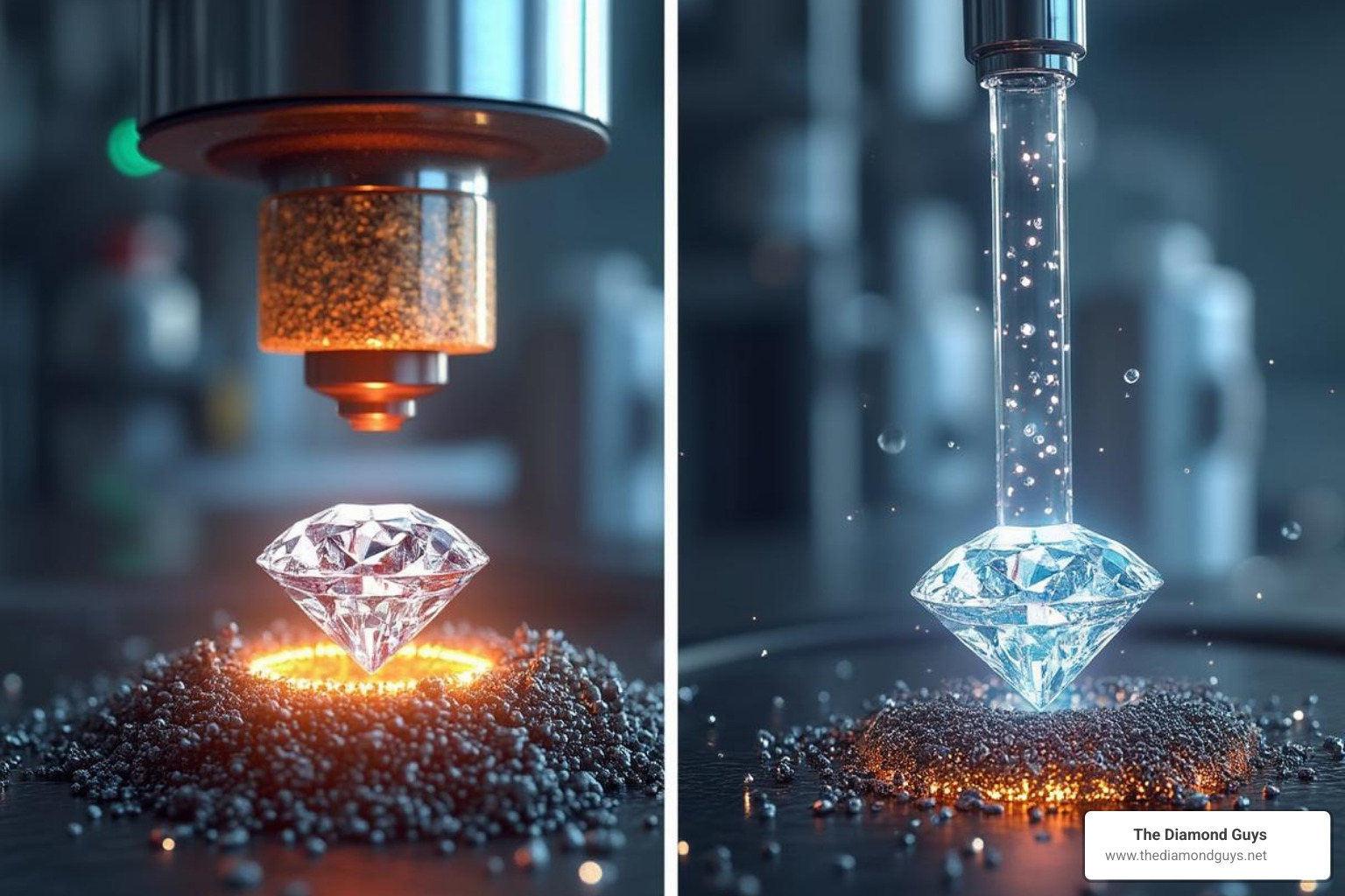 Illustration of HPHT and CVD processes for lab grown diamonds - lab grown diamonds