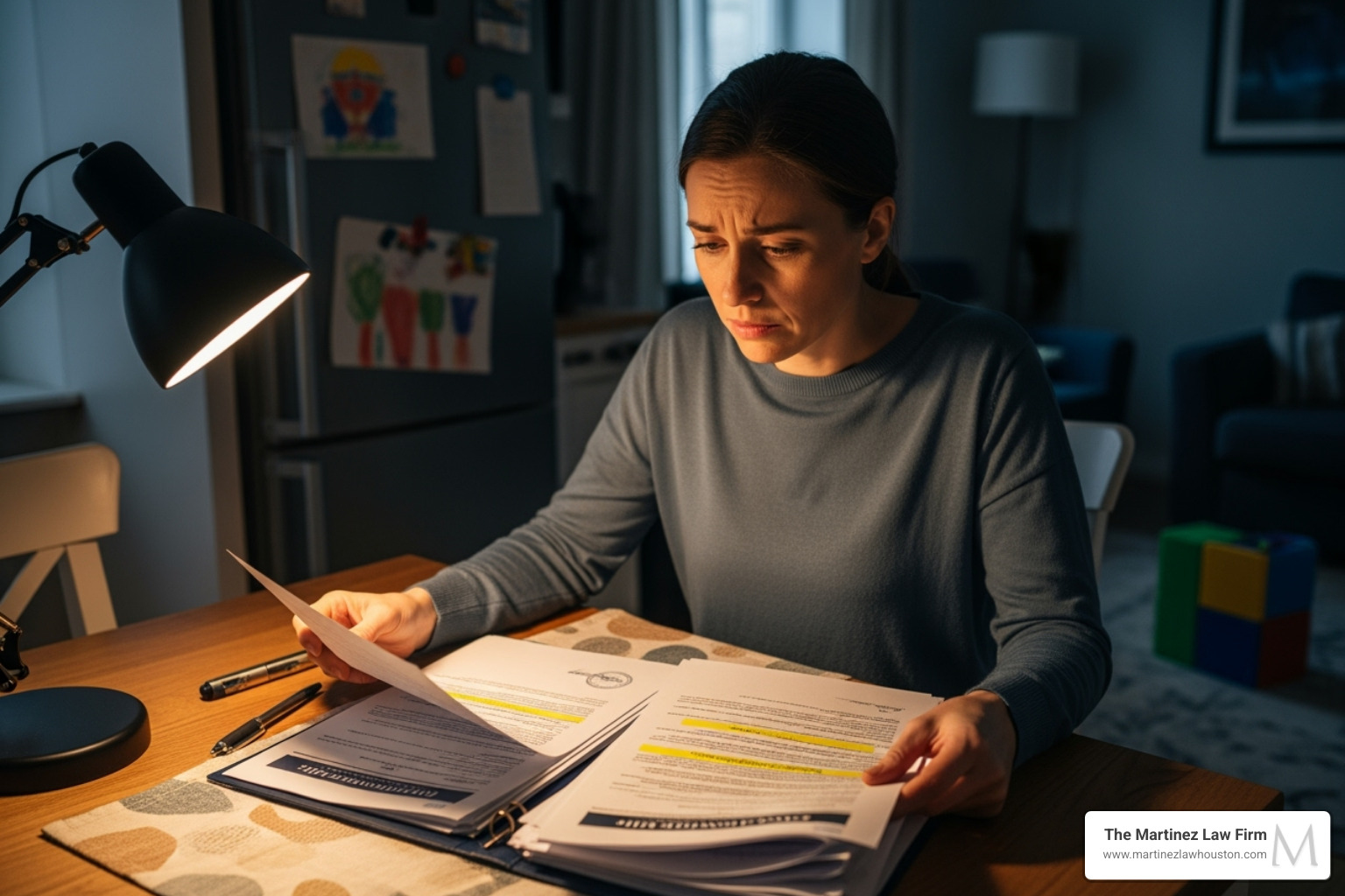 concerned parent looking at legal documents - houston dwi with child passenger defense attorneys