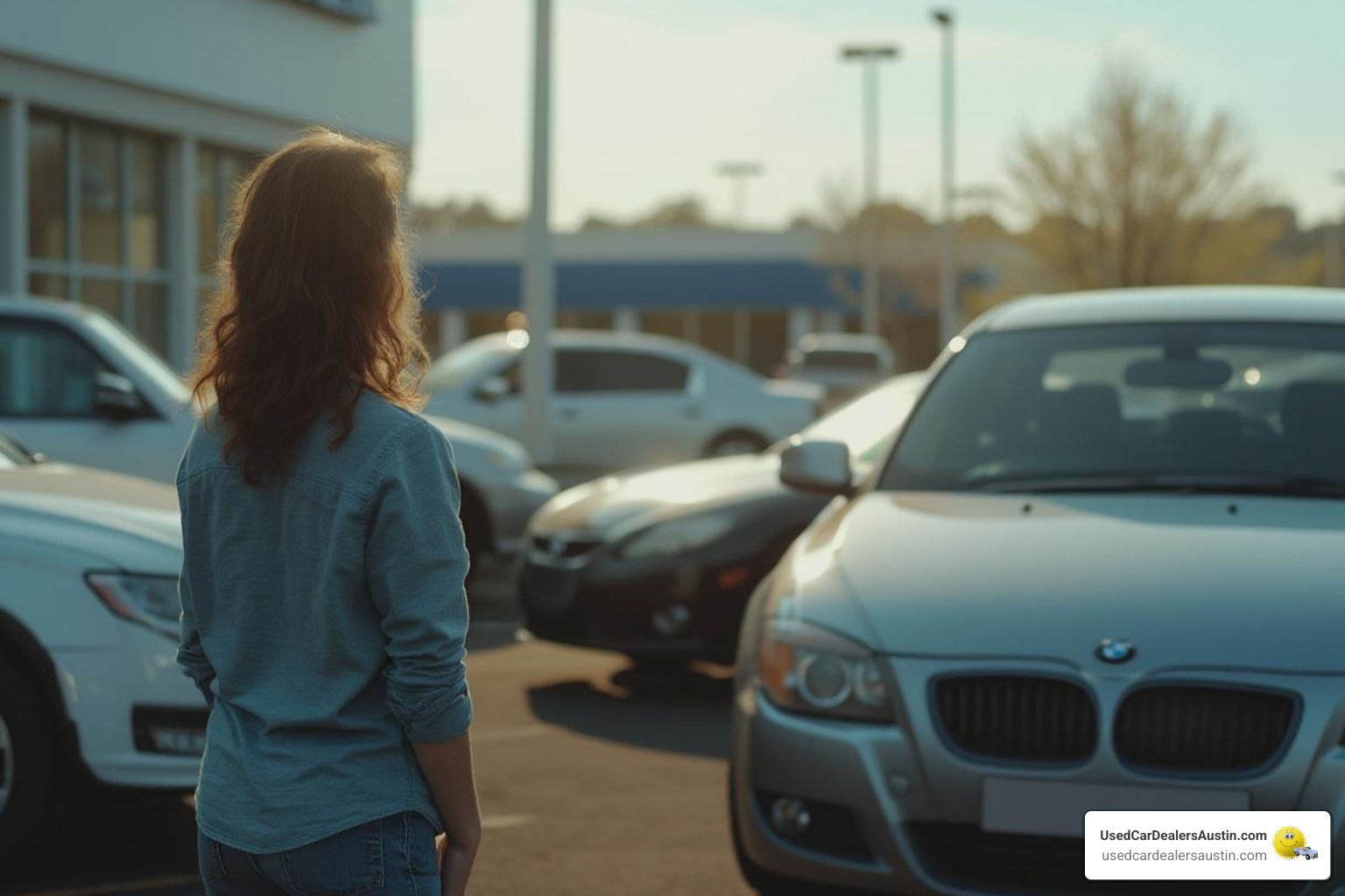 Person looking hopefully at a used car on a dealership lot - bad credit vehicle financing