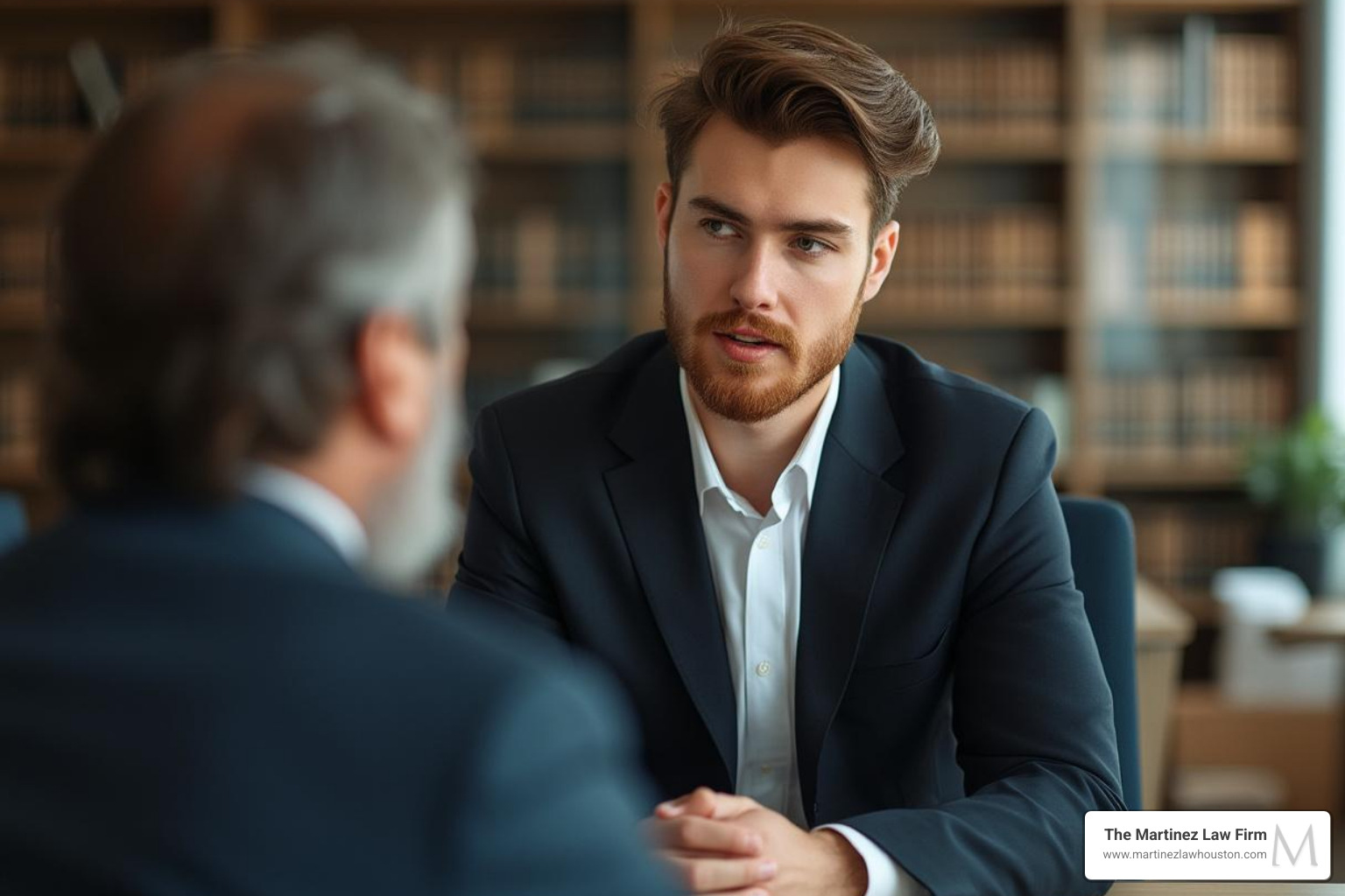 Attorney confidently speaking with a client - houston dwi defense for licensed professionals attorney