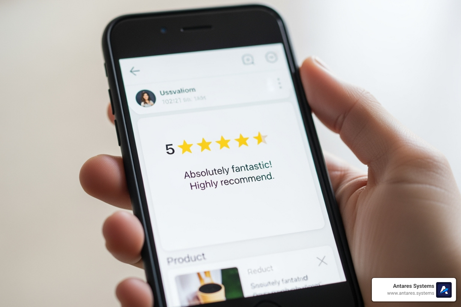 5-star review on a phone screen - digital marketing agency services list 5-star review on a phone screen - digital marketing agency services list