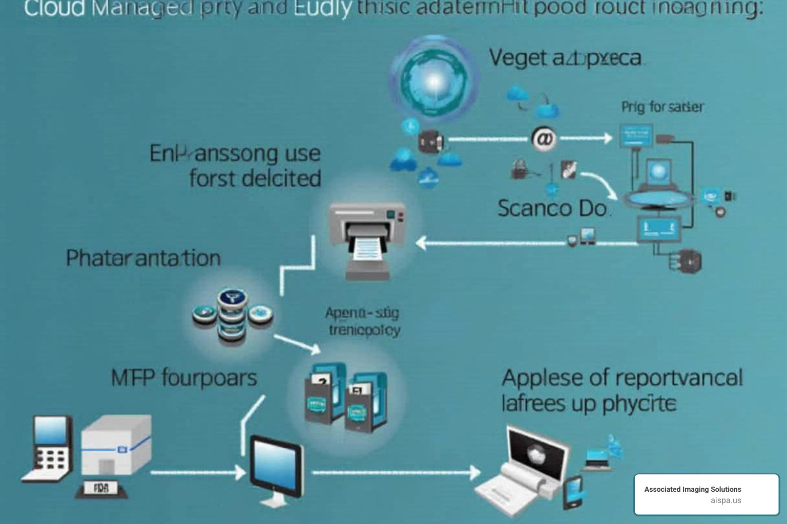 A diagram showing public, private, and hybrid cloud models - cloud managed printing