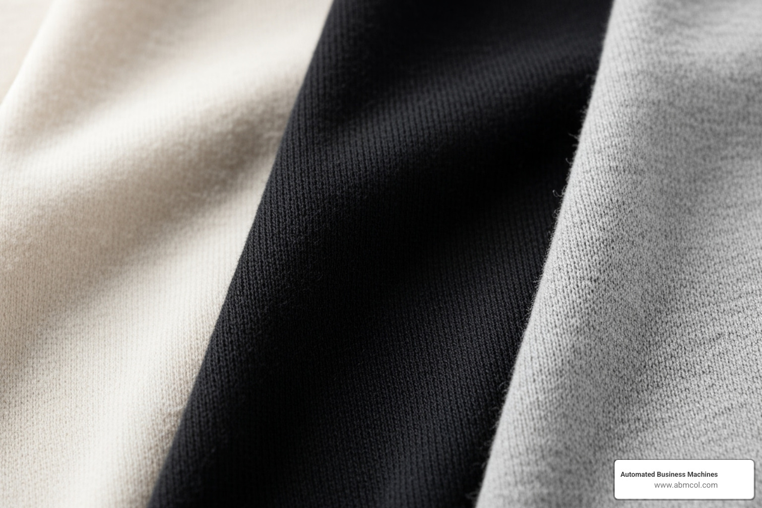 Image of different t-shirt fabric textures like cotton, polyester, and blends - t shirt printing columbus ga