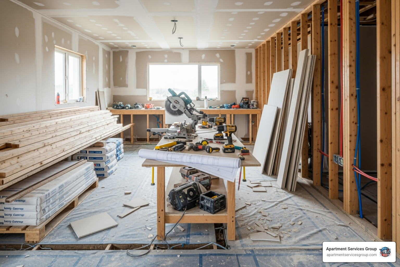 Kitchen mid-renovation, showing progress - apartment renovation companies Kitchen mid-renovation, showing progress - apartment renovation companies