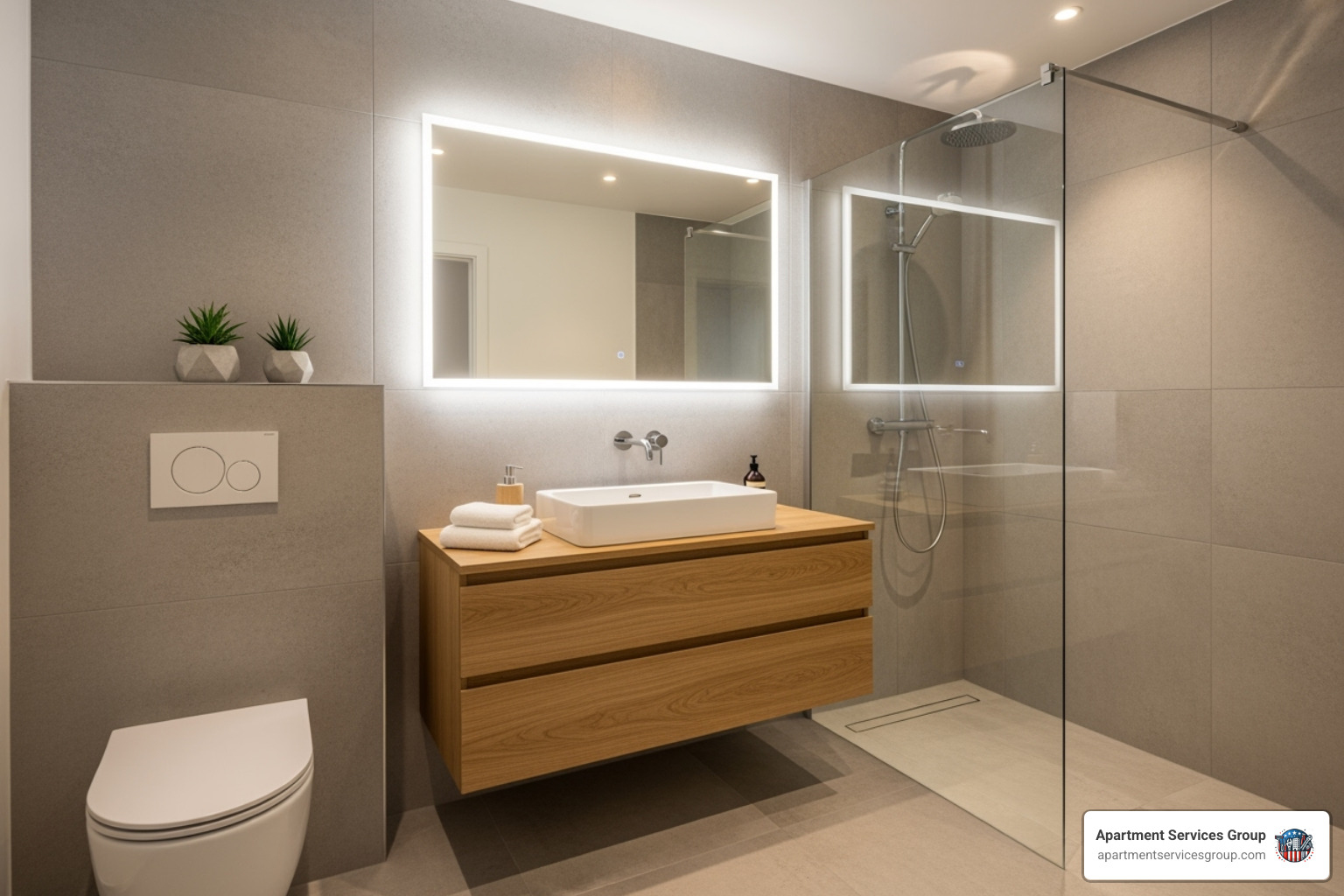 Beautifully renovated, modern apartment bathroom - apartment renovation companies Beautifully renovated, modern apartment bathroom - apartment renovation companies