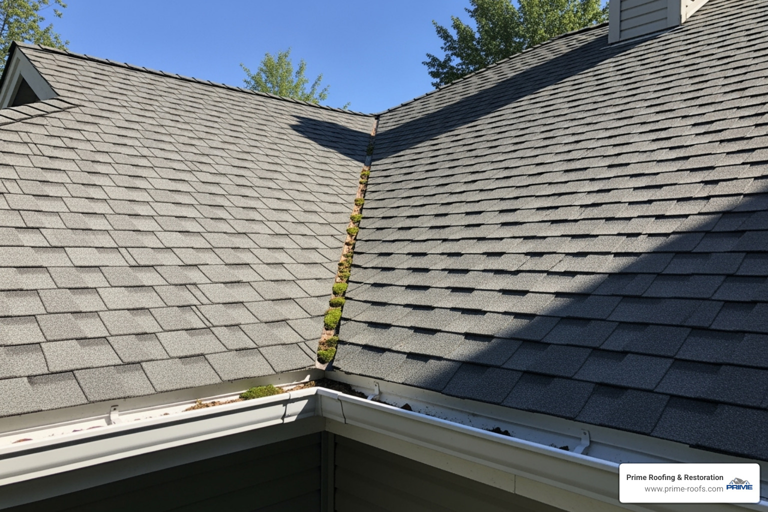 well-maintained roof with clean gutters - Asphalt shingle repair