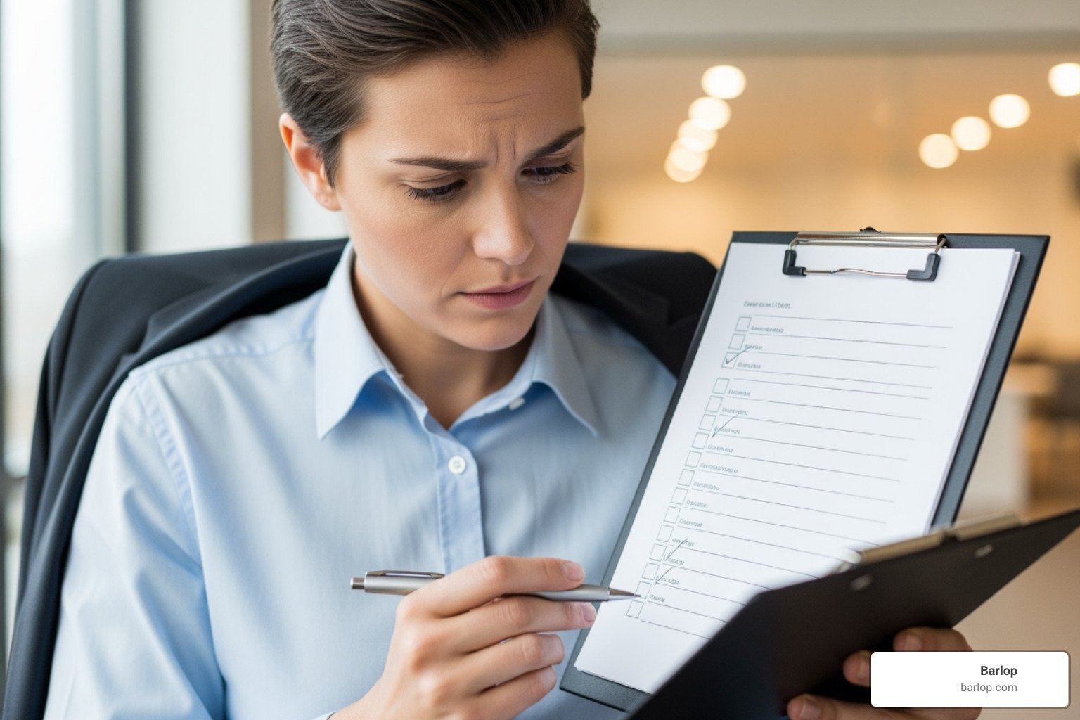 Person reviewing a checklist on a clipboard, symbolizing the process of vetting customized business solution providers - customized business solutions in miami