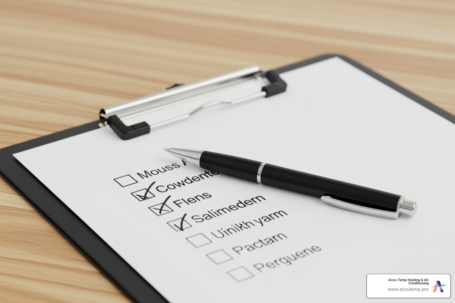 Checklist on clipboard with pen - ac service palm coast