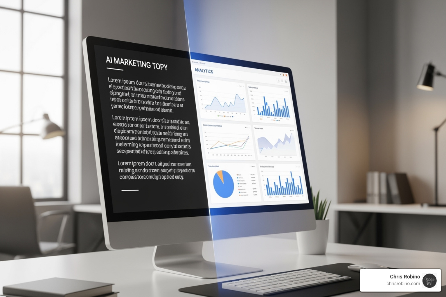 AI-generated marketing copy and analytics dashboard - Generative AI content