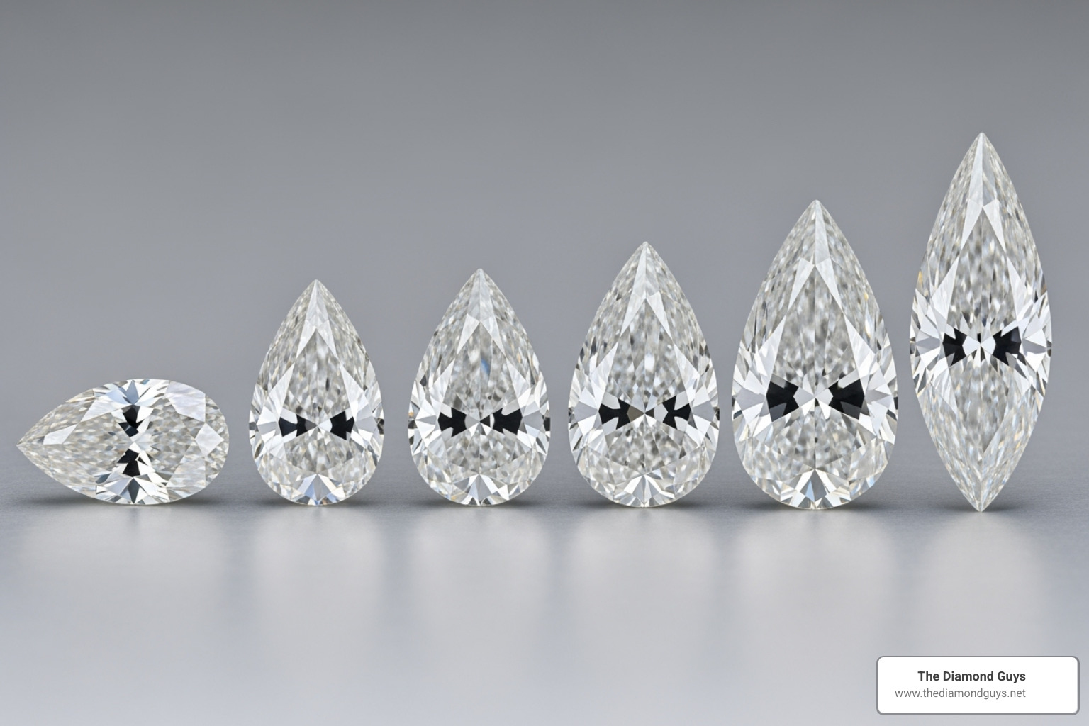 different length-to-width ratios - pear shaped lab grown diamond