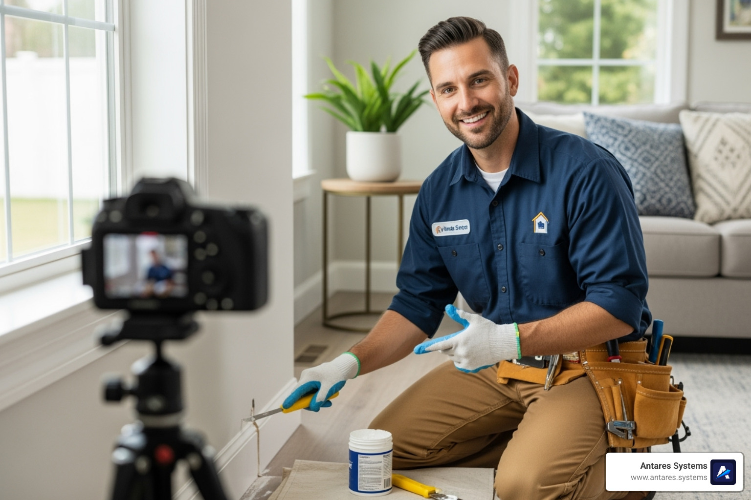 contractor creating a how-to video for homeowners - home services marketing company contractor creating a how-to video for homeowners - home services marketing company