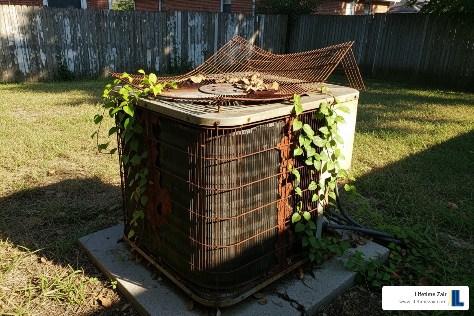 old, rusted outdoor AC unit - AC unit upgrade