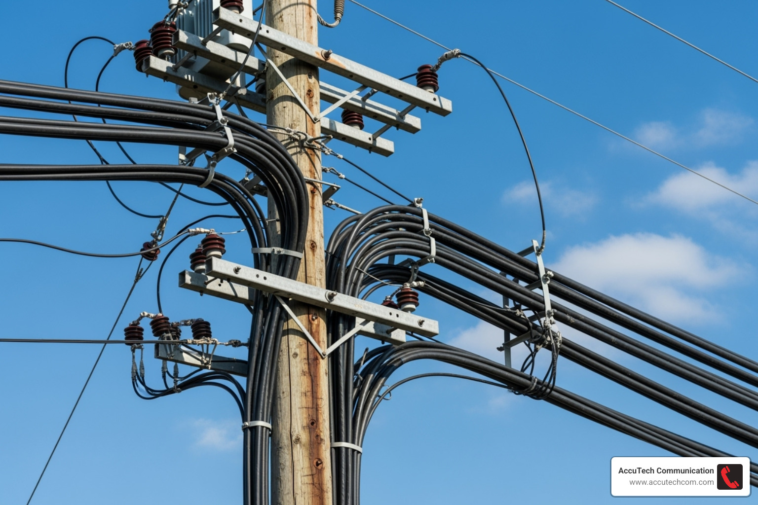 outdoor utility pole with fiber optic cables - fibre optic cable laying contractors