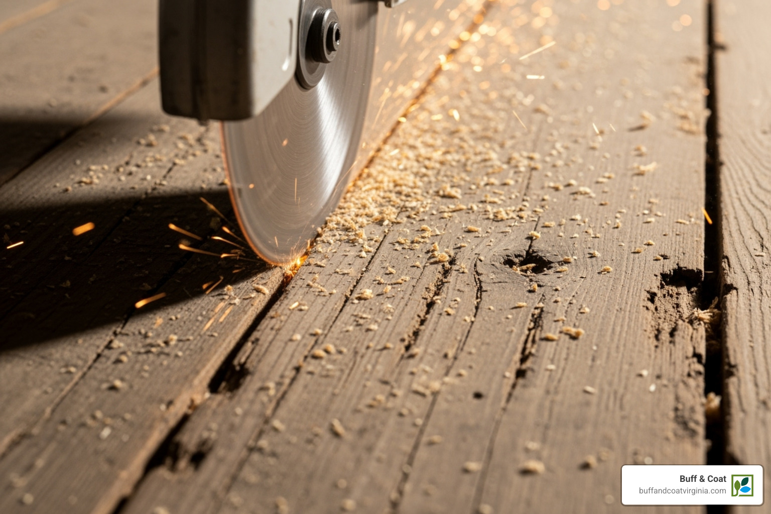 a circular saw cutting down the center of a damaged floorboard - tongue and groove repair a circular saw cutting down the center of a damaged floorboard - tongue and groove repair