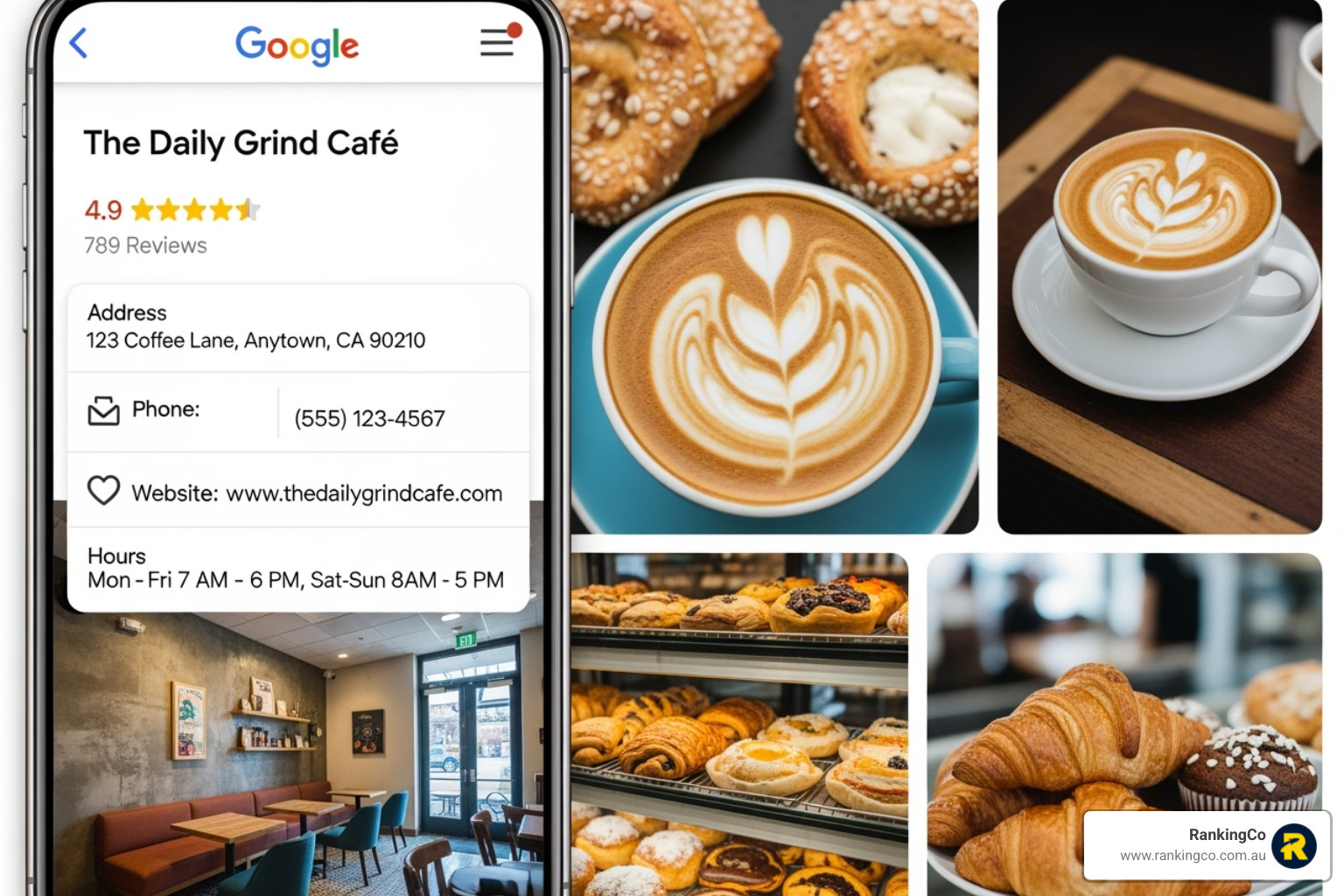 perfectly optimised Google Business Profile for a fictional Toowoomba cafe - Local search Toowoomba