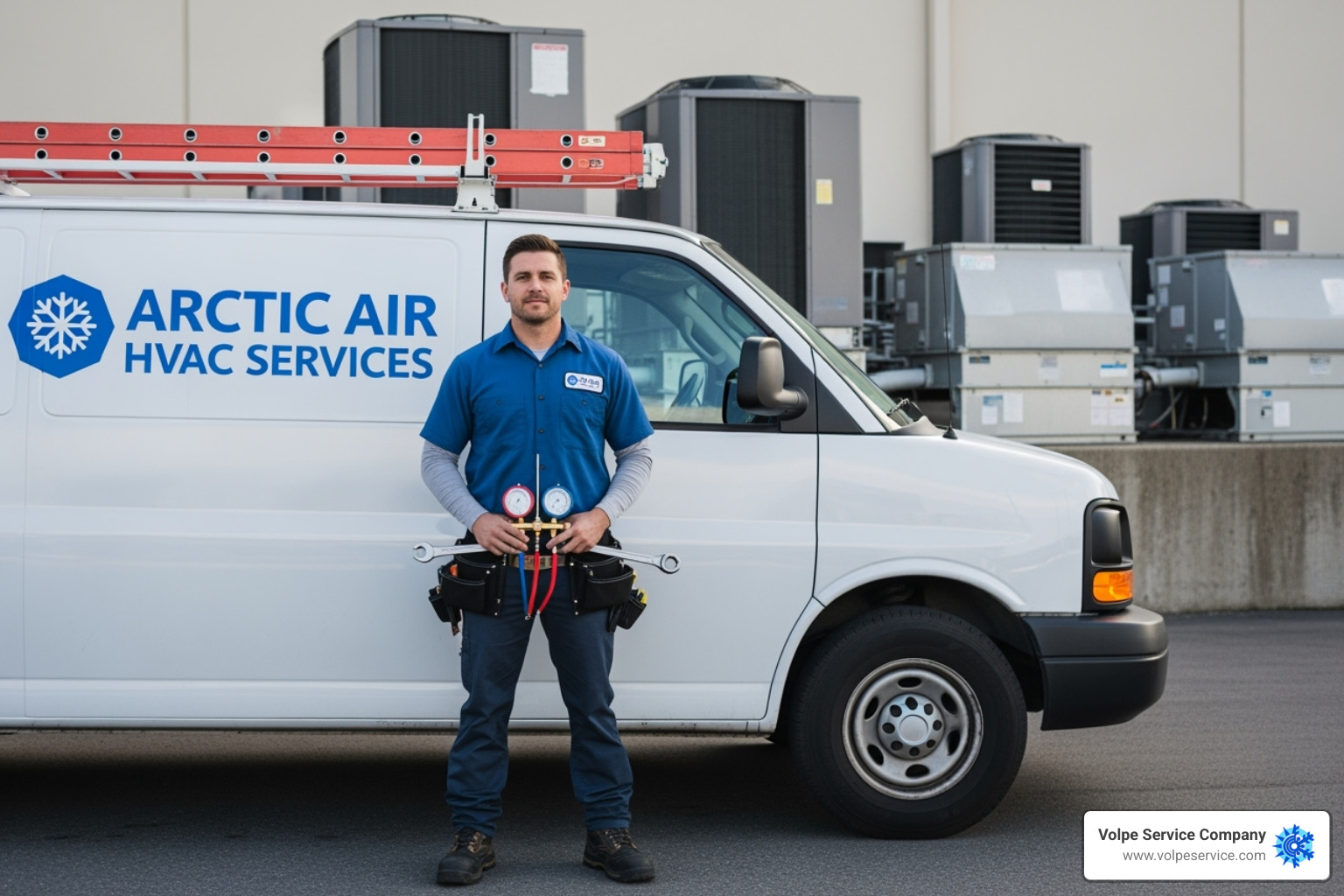Professional HVAC technician with branded van - Commercial HVAC repair NJ