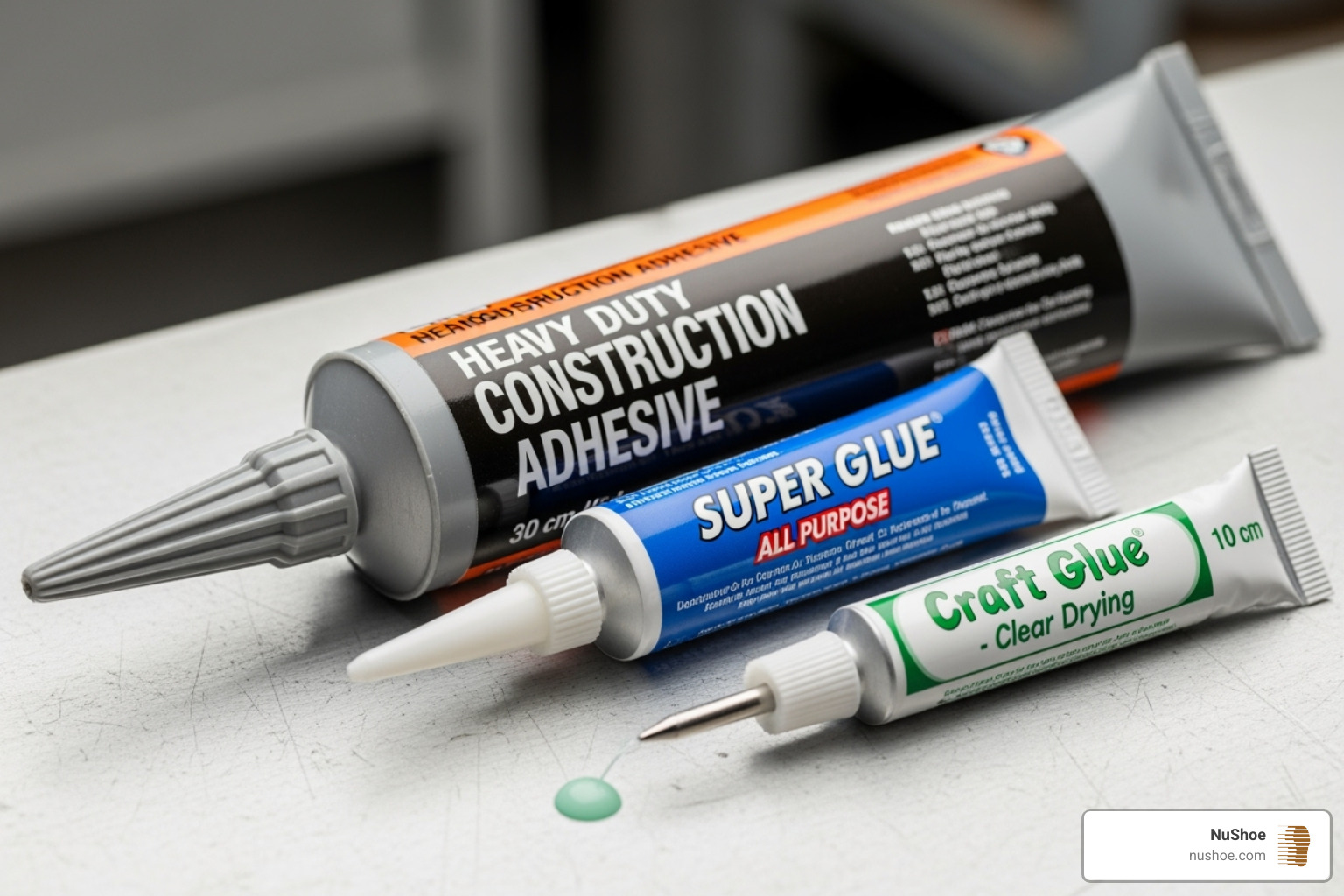 Three different types of adhesive tubes - best shoe sole adhesive Three different types of adhesive tubes - best shoe sole adhesive