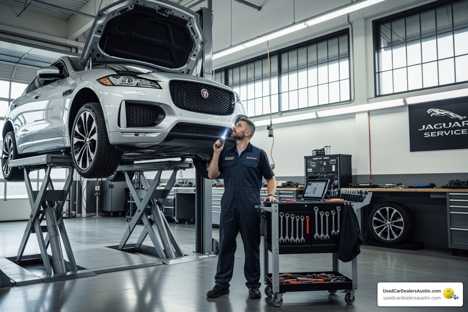 Jaguar F-PACE being serviced - jaguar f pace austin tx
