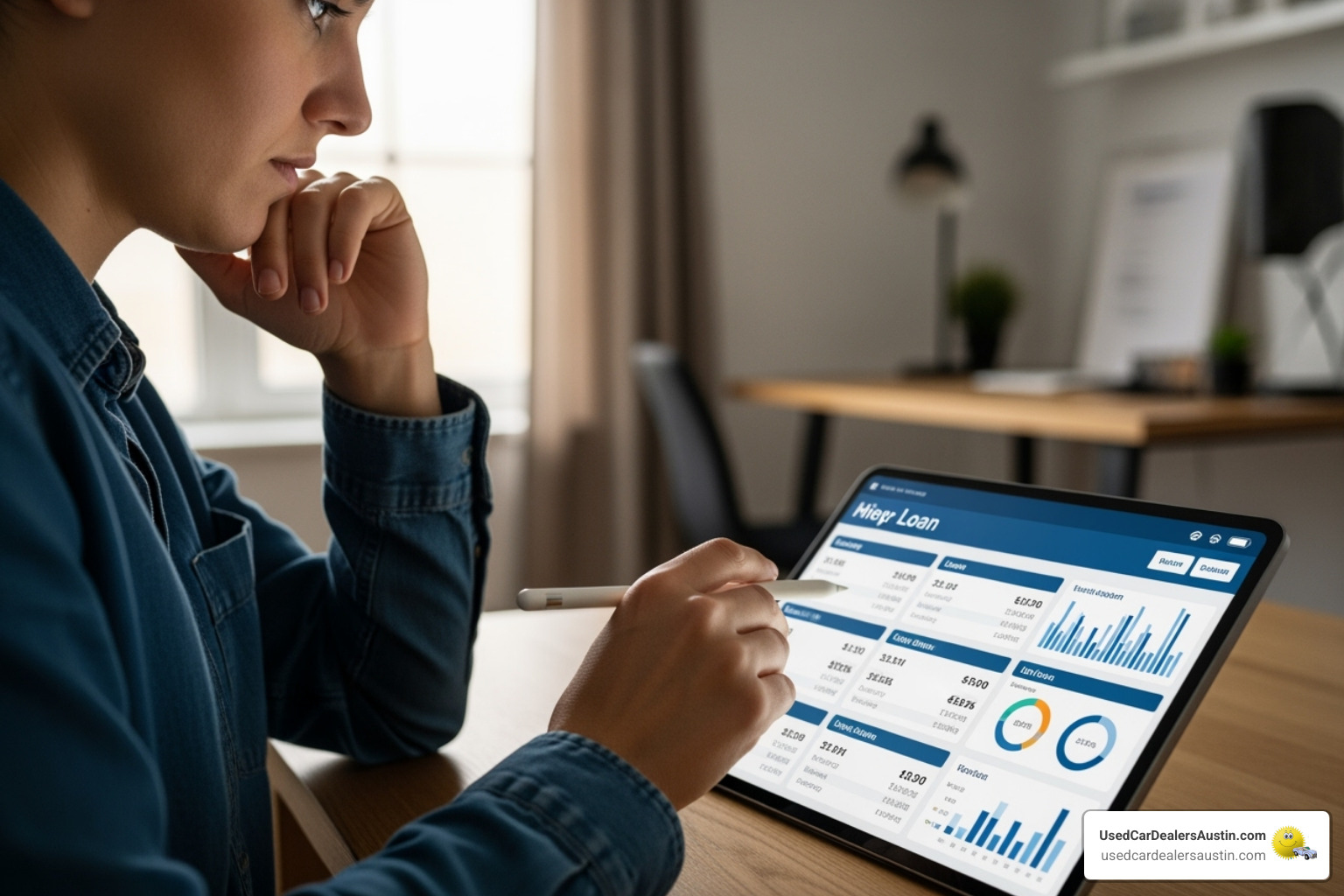 Person comparing financing options on a tablet - search all bmw dealer inventory