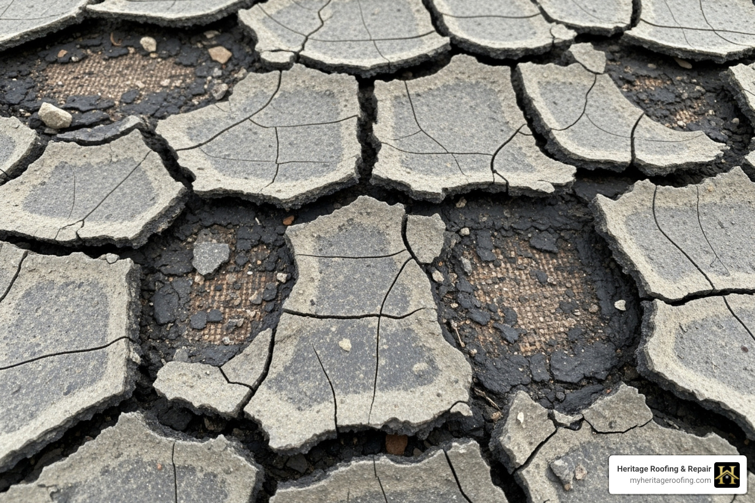 alligatoring cracks on a roof - built up roofing installation