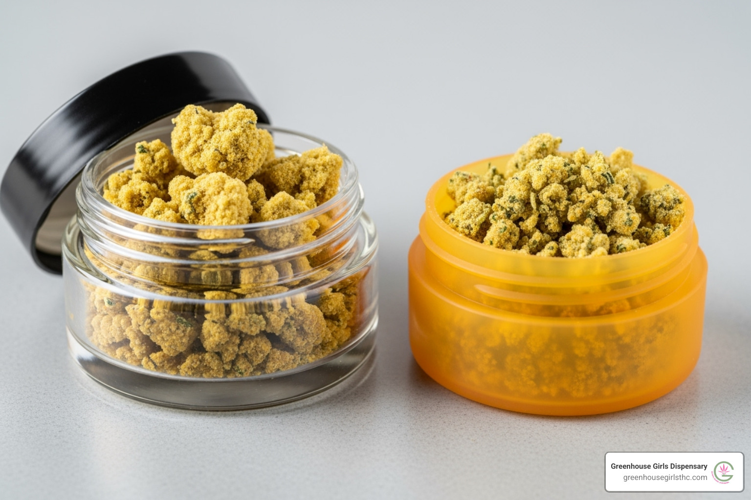Crumble in a silicone and glass airtight container - thc crumble