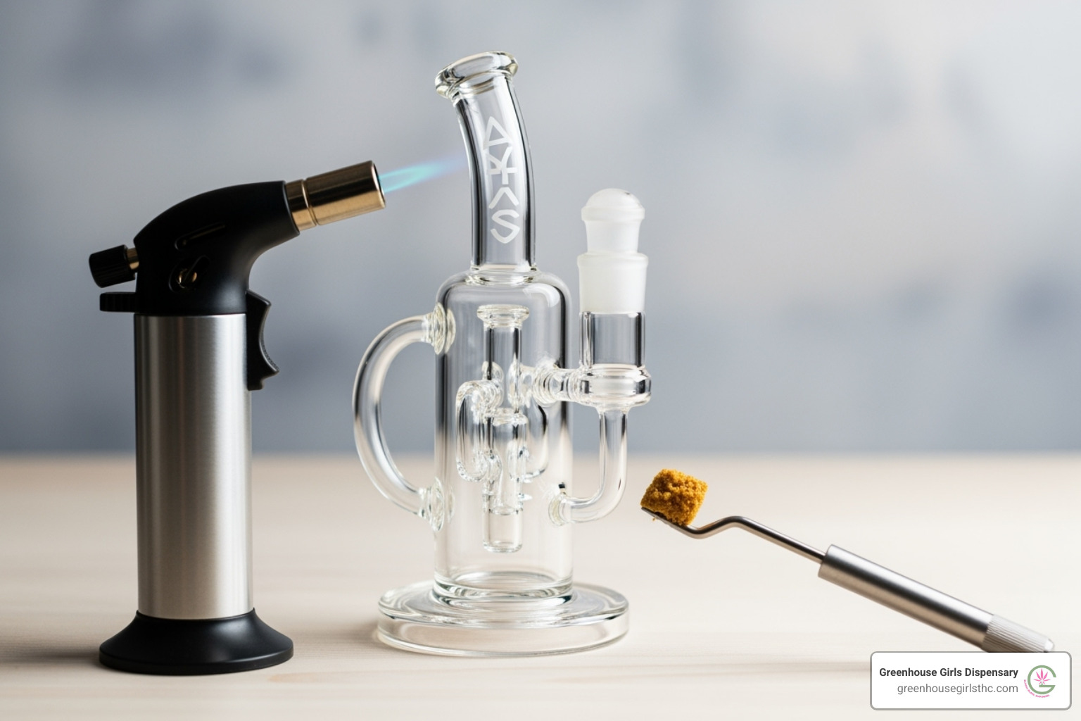 Dab rig setup with torch and dab tool - thc crumble