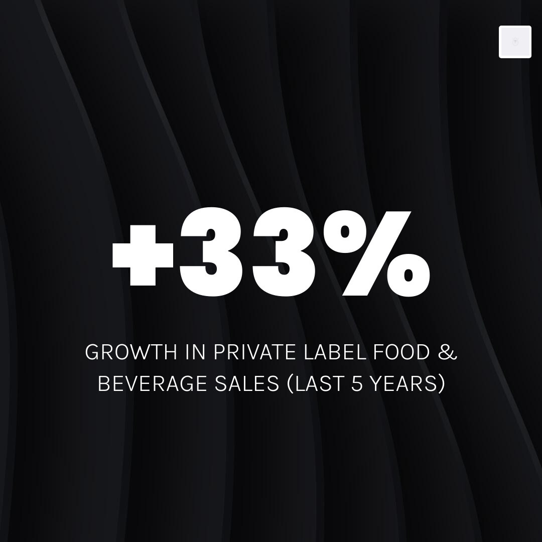 Growth of private label market share in food sector - cereal private label infographic simple-stat-dark