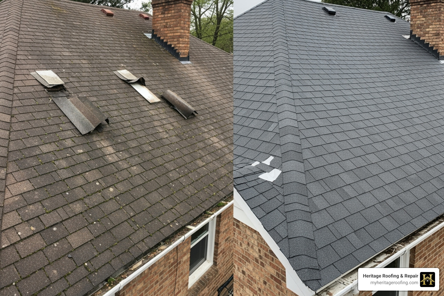 comparing a patched older roof to a brand new roof installation - roofing repair cost