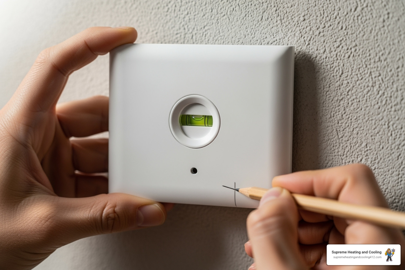new thermostat baseplate being mounted - Smart thermostat installation