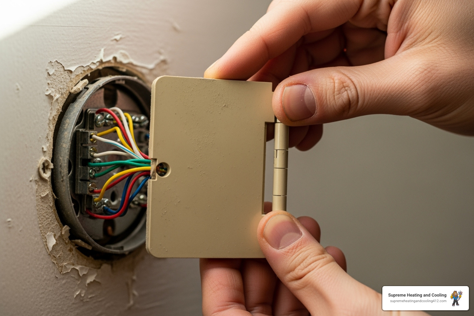 removing old thermostat - Smart thermostat installation