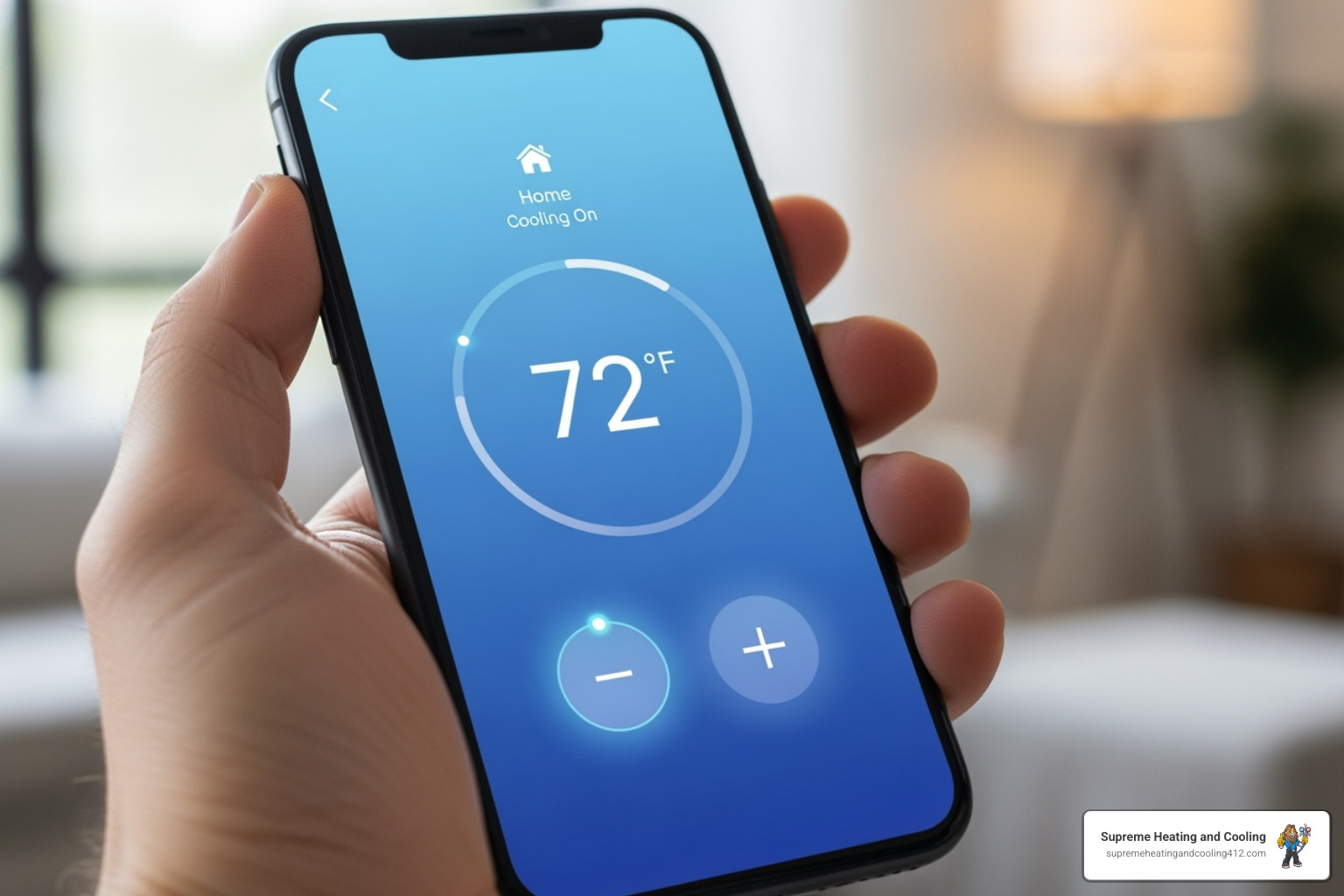 smartphone with thermostat app - Smart thermostat installation