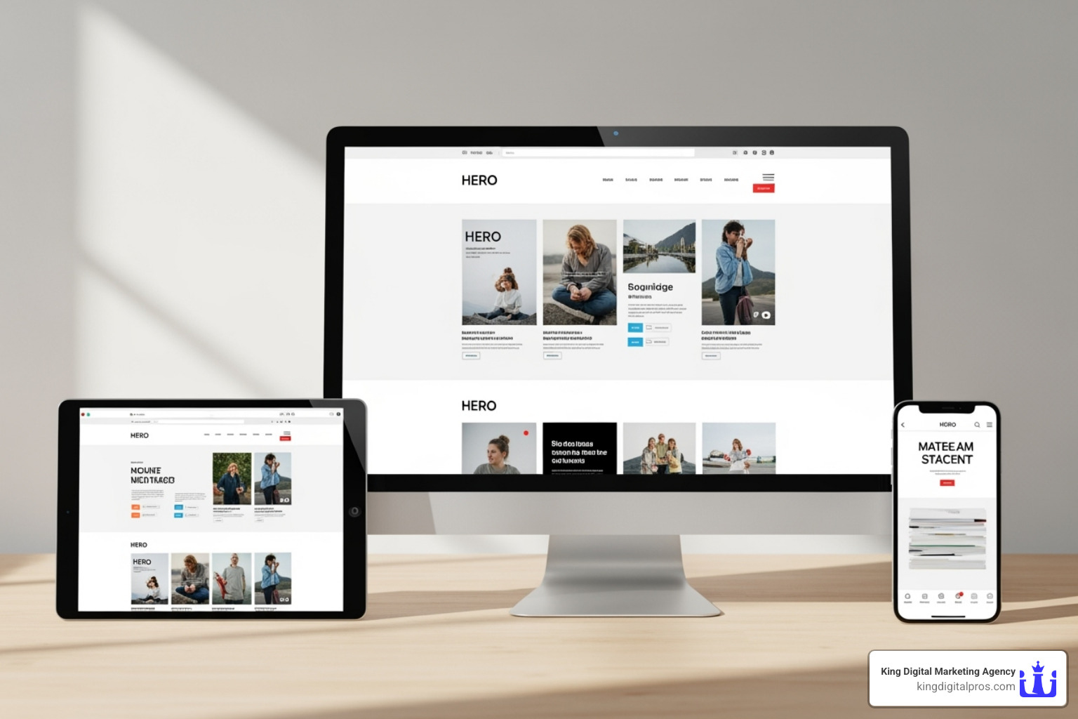 website shown on a desktop, tablet, and phone to illustrate responsiveness - small business web