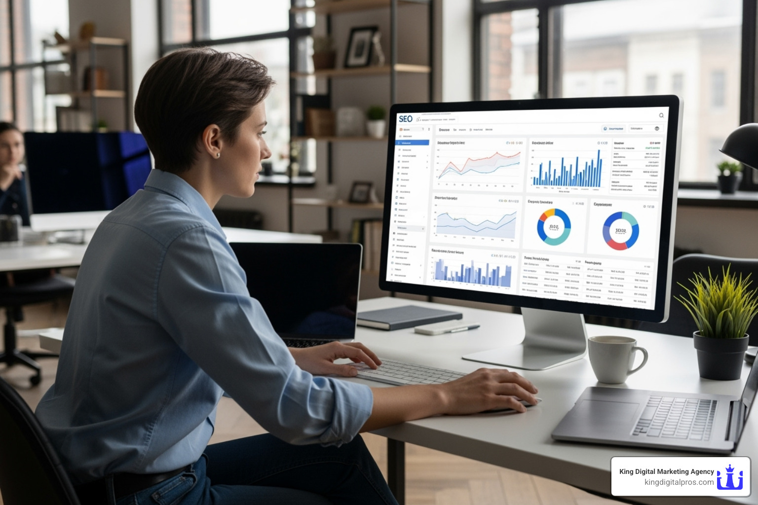 person analyzing an SEO dashboard - small business web