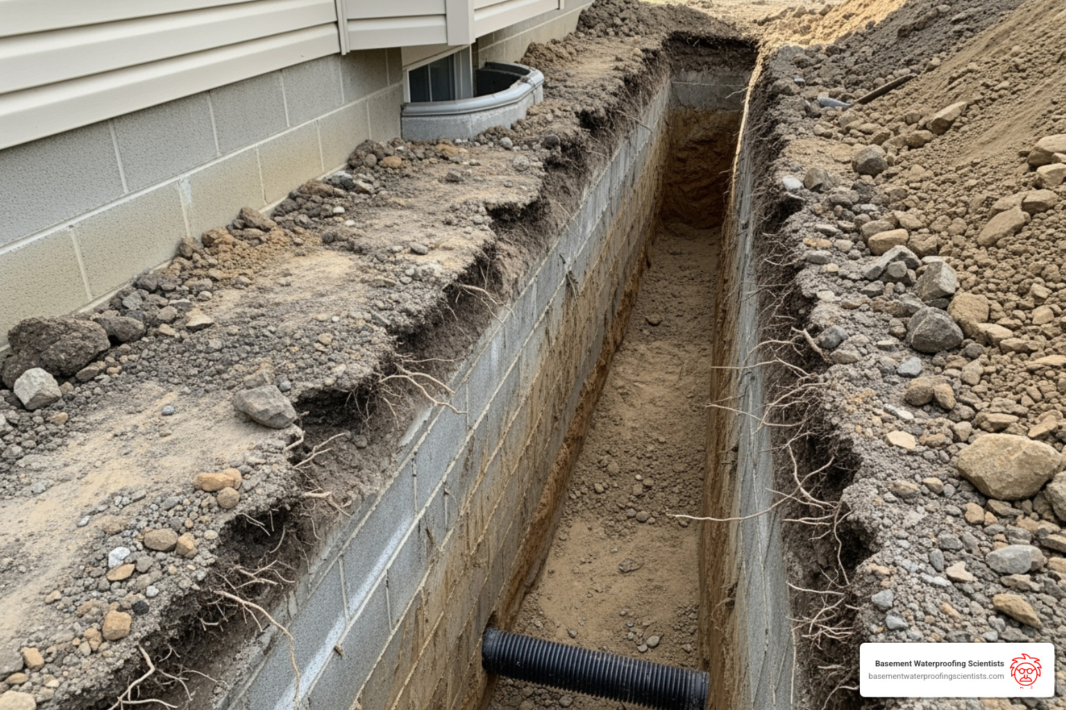 foundation excavation - waterproofing block wall foundation