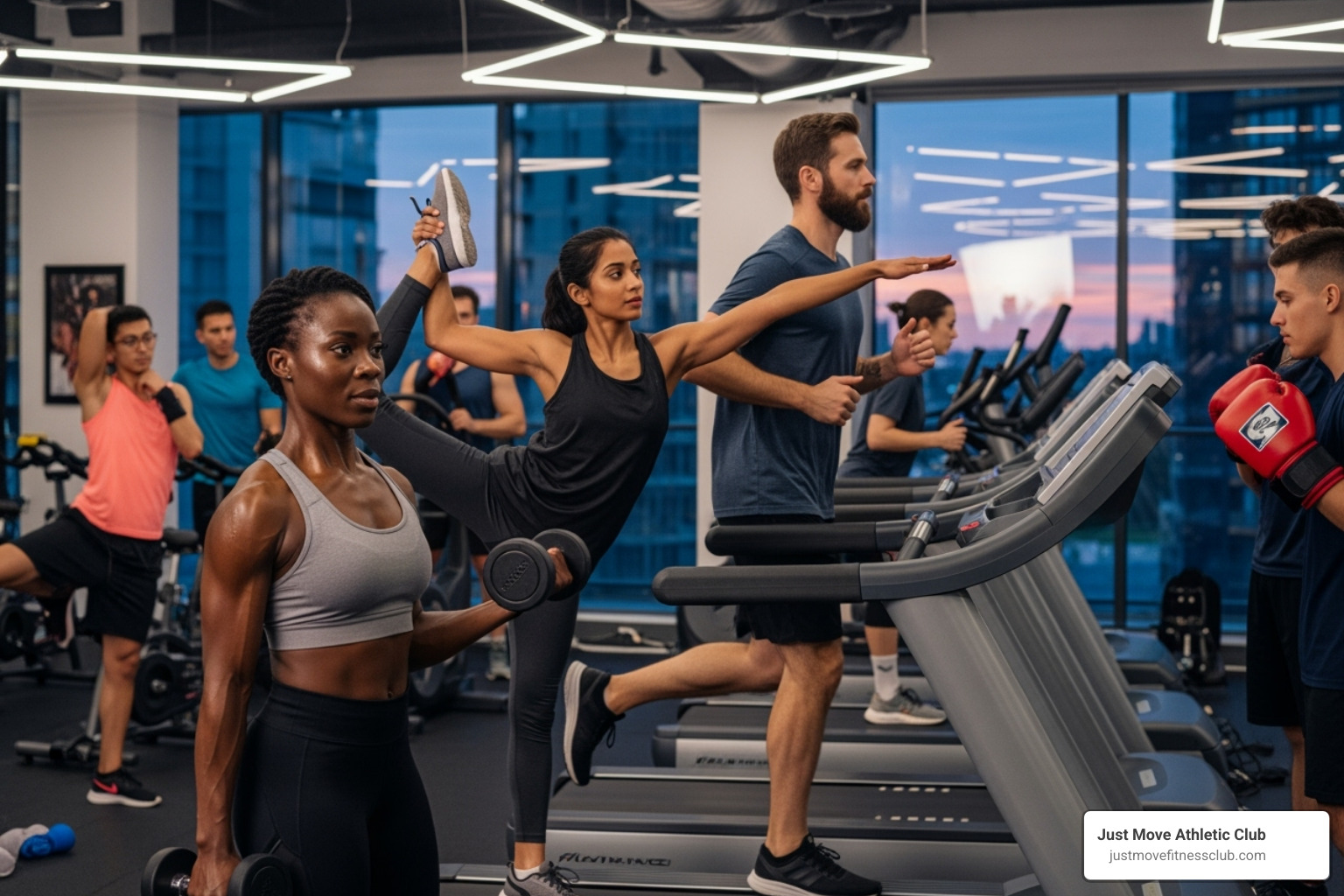 diverse group of people enjoying different fitness activities like running, lifting, and yoga - Fitness goal setting