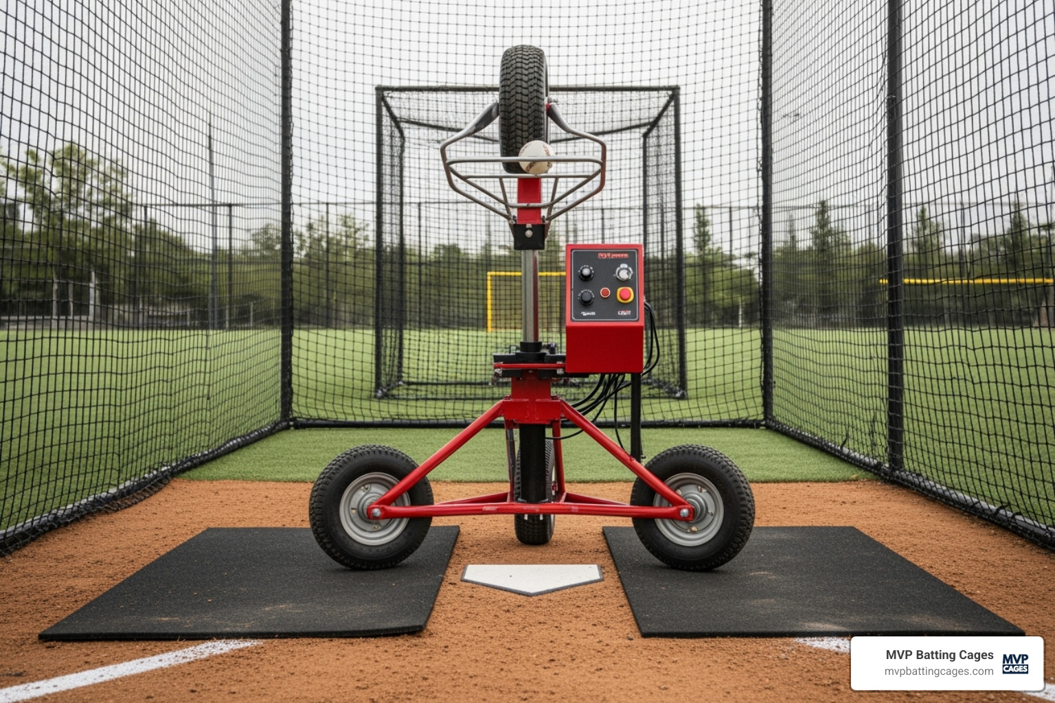 three-wheel pitching machine - baseball pitching cages