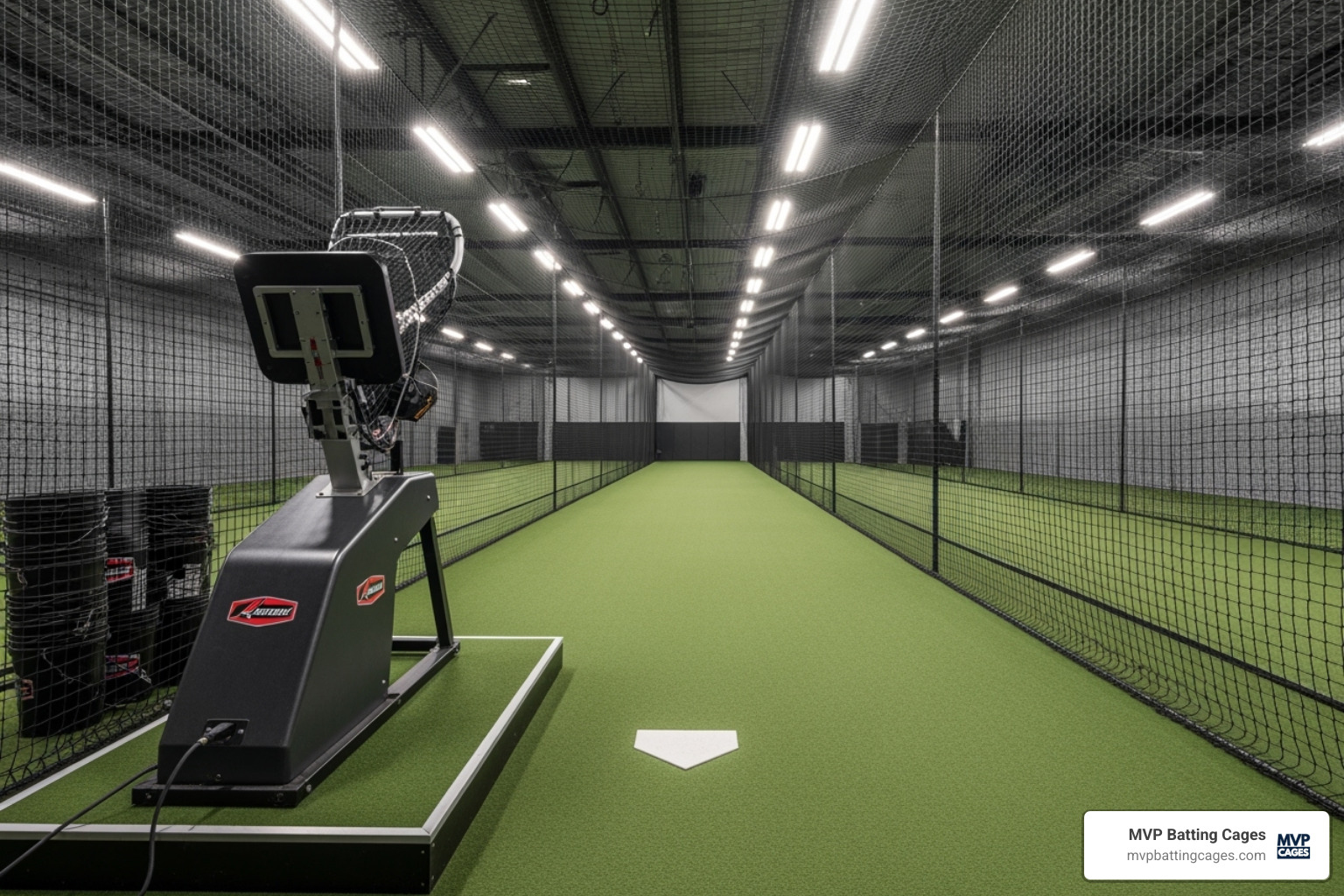 professional indoor batting cage setup - baseball pitching cages