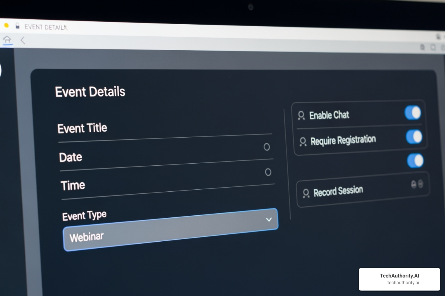 Webinar Settings options inside the ClickFunnels page editor - Clickfunnels webinar registration page