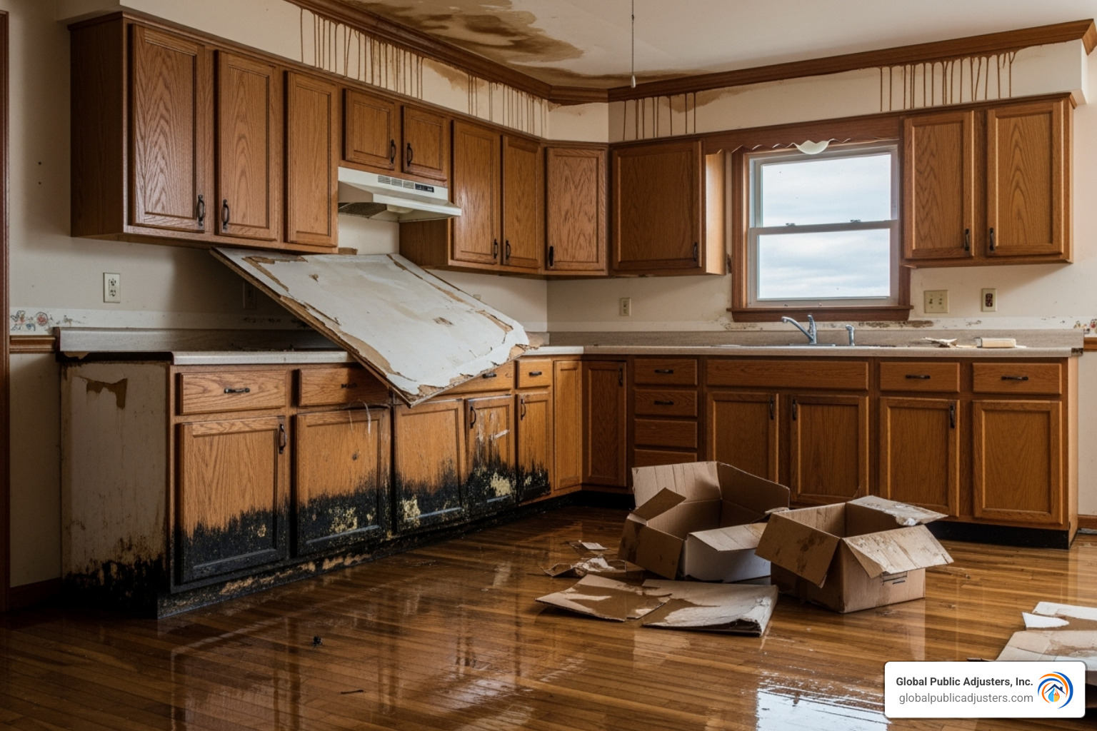 water-damaged kitchen - Orlando public adjuster