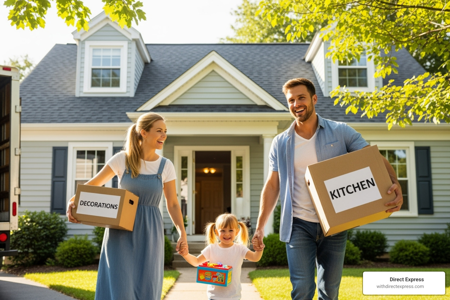 Family happily moving out of their old home - sell my house fast tampa bay florida
