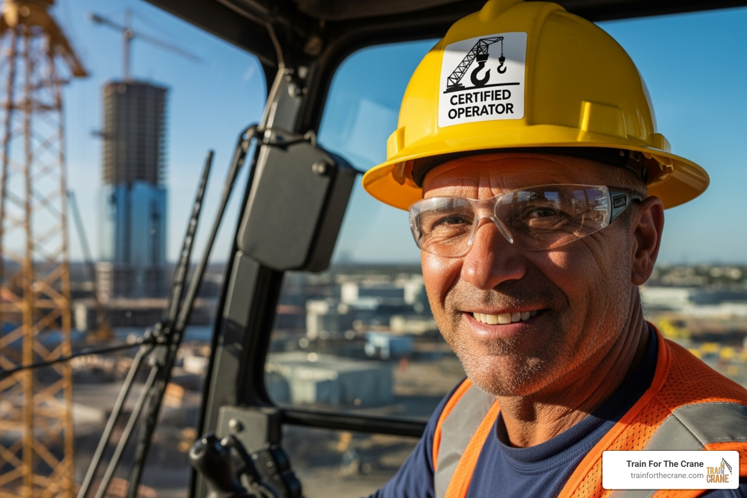 a certified crane operator smiling confidently - boom truck crane operator training a certified crane operator smiling confidently - boom truck crane operator training
